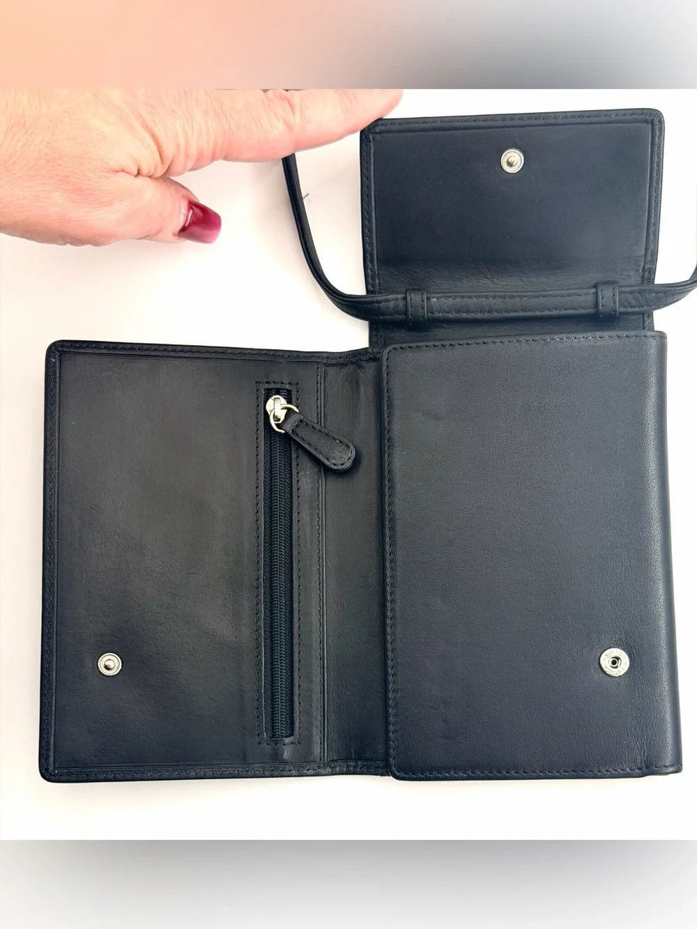 Vintage Coach Black Leather Crossbody Wallet Clutch #7198 NWOT- 99’-00’ Model